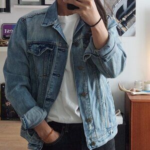 GAP 1969 premium denim Jean jacket men XS, women, unisex, distressed